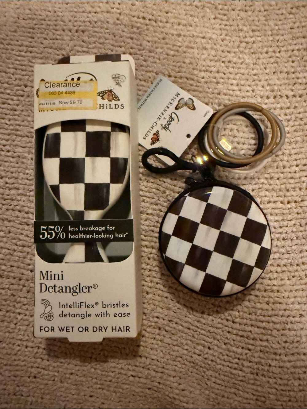 Wet Brush x MacKenzie-Childs Mini Detangler & Goody Hair Tie Set – Black Check - Picture 4 of 4